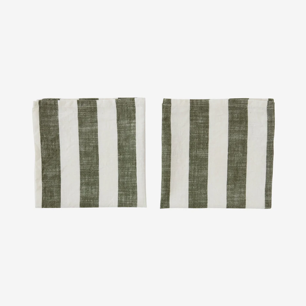 OYOY Living Striped Table Napkin Olive - Image 4