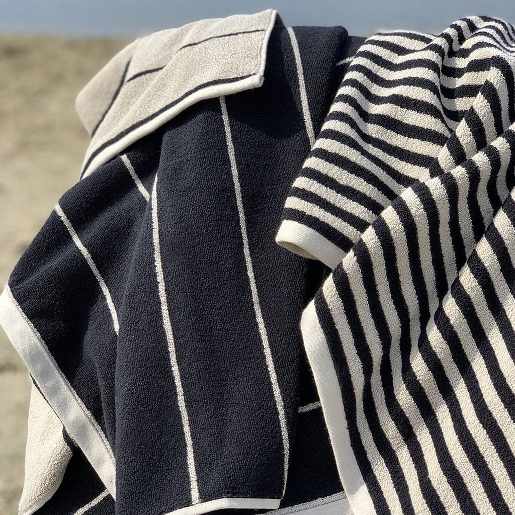 OYOY Raita Striped Bath Sheet Beige Black - Image 3
