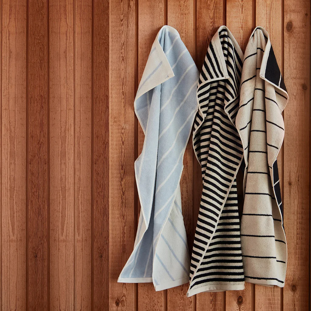 OYOY Raita Striped Bath Sheet Beige Black - Image 4