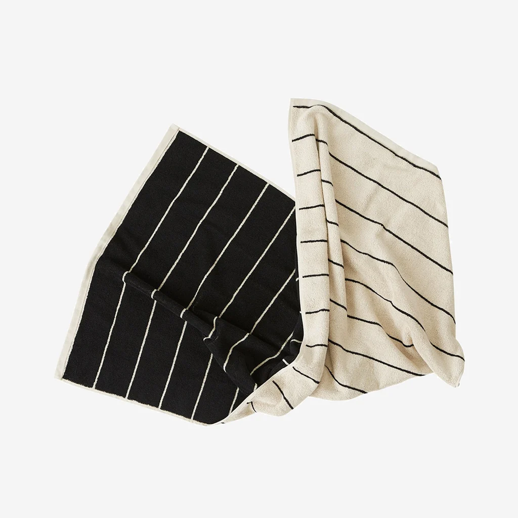 OYOY Raita Striped Bath Sheet Beige Black - Image 5