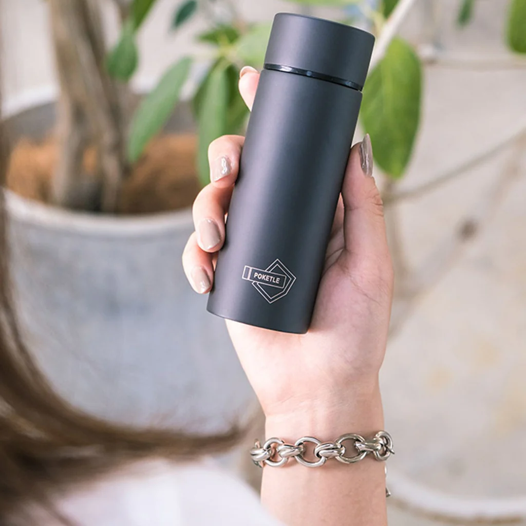 Poketle Stainless Steel Water Bottle Beige 120ml - Image 4