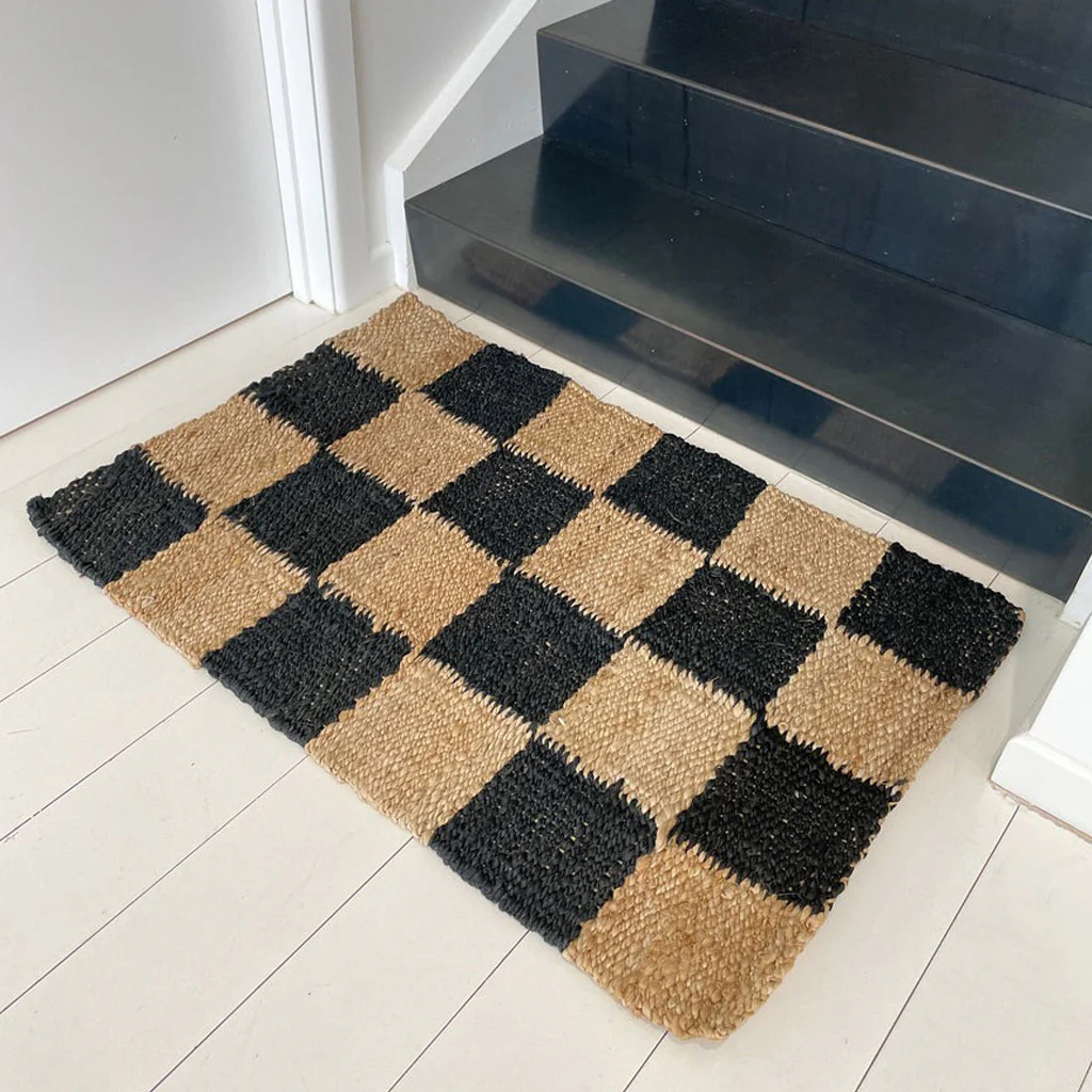 Potted Checker Jute Doormat Black - Image 2