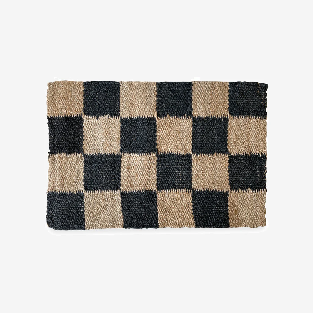 Potted Checker Jute Doormat Black - Image 3