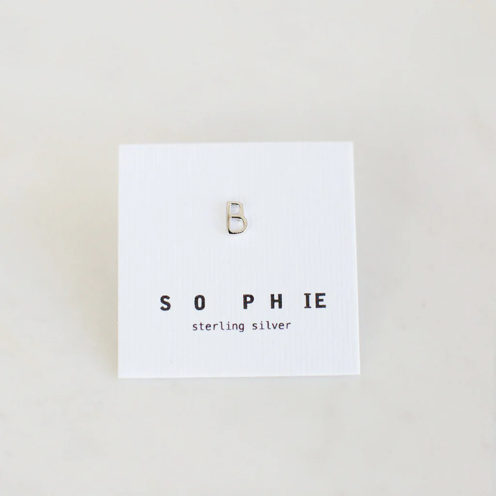 Sophie Earring Alphabet Letter Stud Silver - Image 4