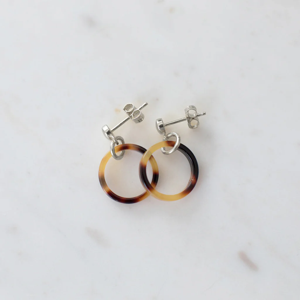Sophie Little Hoop Earrings Dark Tort