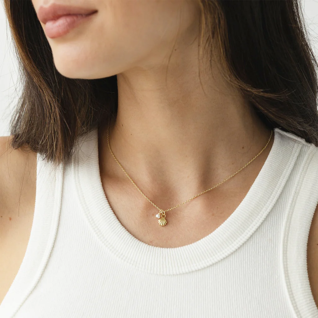 Sophie Necklace Shell With Pearl Gold - Image 3