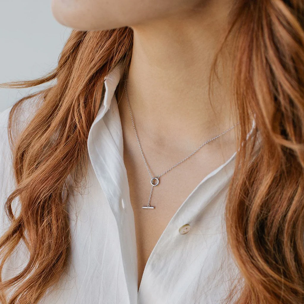 Sophie Necklace Thread Bar Silver - Image 2