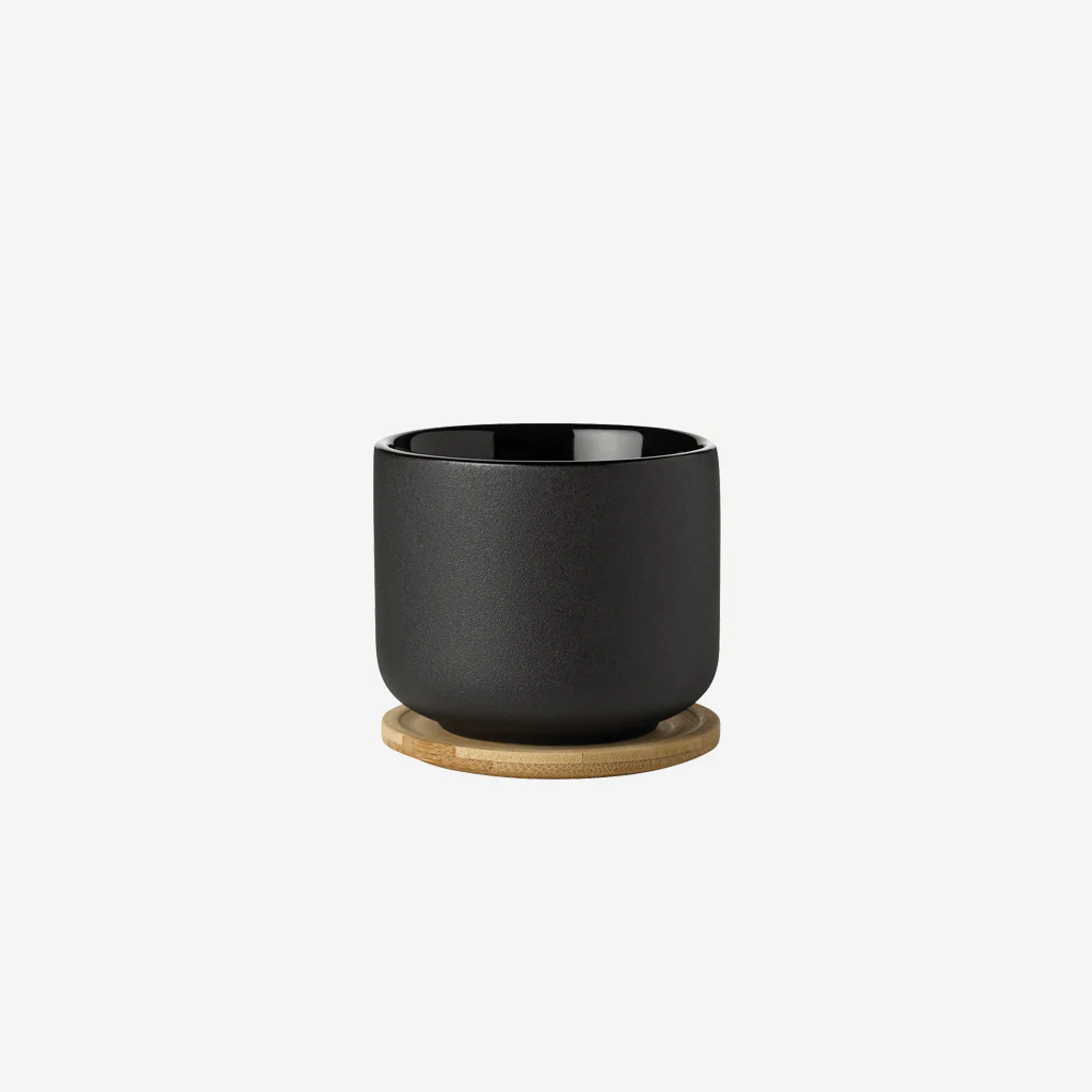 Stelton Theo Mug with Coaster Black