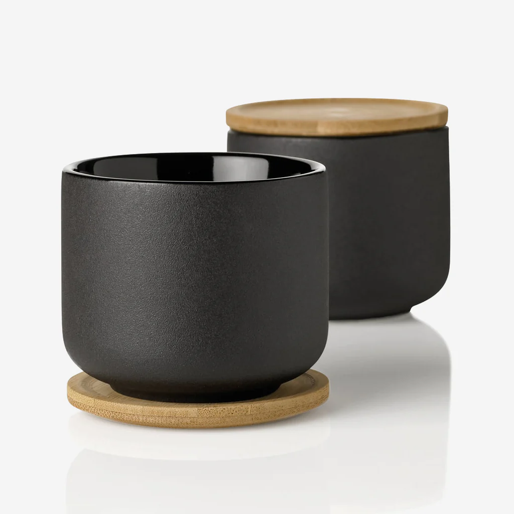 Stelton Theo Mug with Coaster Black - Image 2
