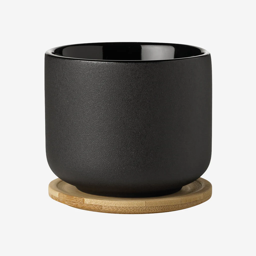 Stelton Theo Mug with Coaster Black - Image 4