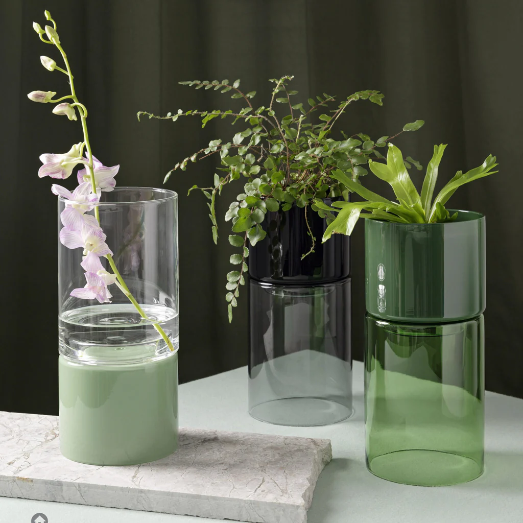 Studio Milligram Glass Flip Planter Tall Smoke + Black - Image 3