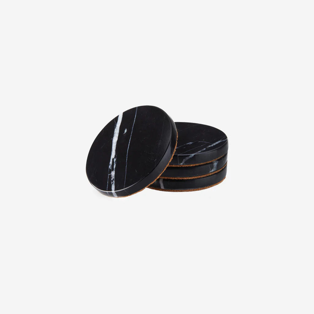 Viski Black Marble Coaster Set