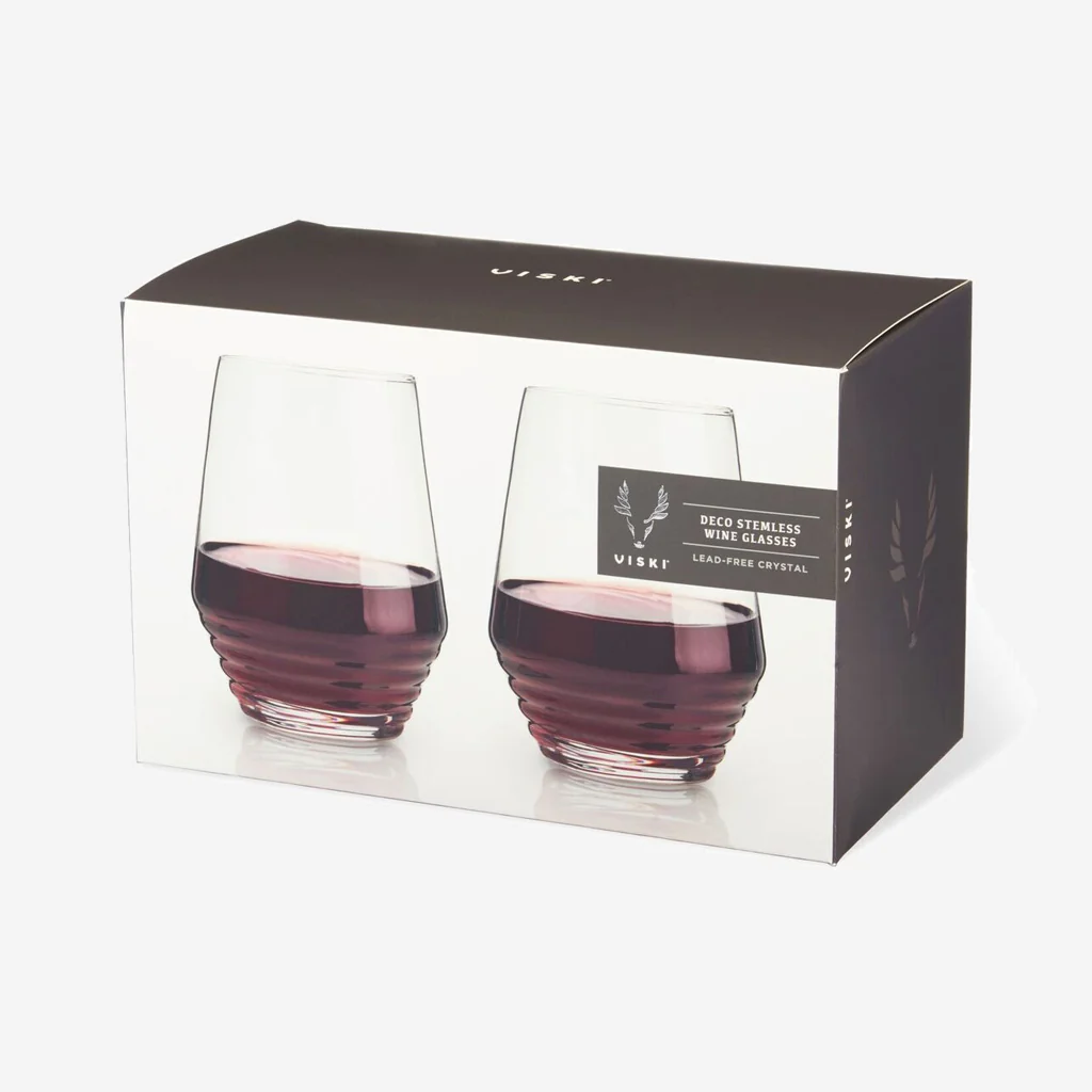 Viski Deco Crystal Stemless Wine Glasses - Image 3