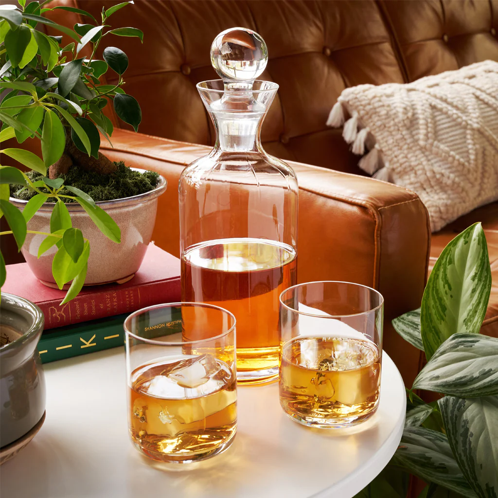 Viski Modern Crystal Liquor Decanter & Tumblers - Image 2