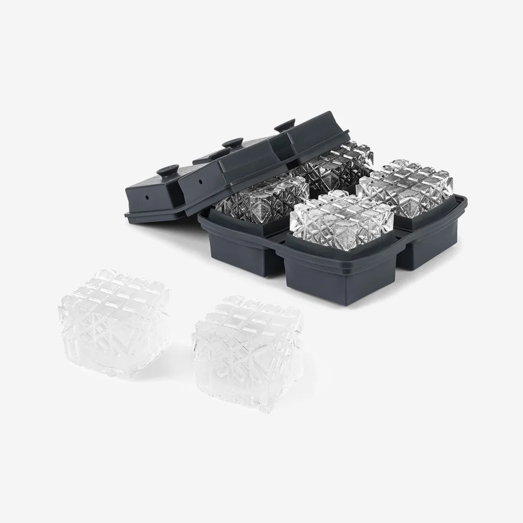 Peak Etched Crystal Cube Cocktail Ice Tray Mold - Image 4