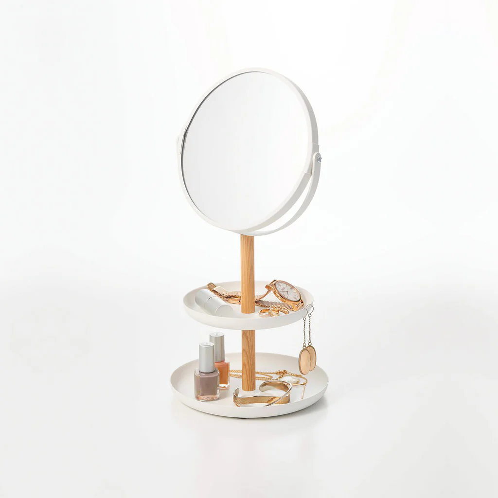 Yamazaki Tosca Accessory Tray & Mirror White - Image 2