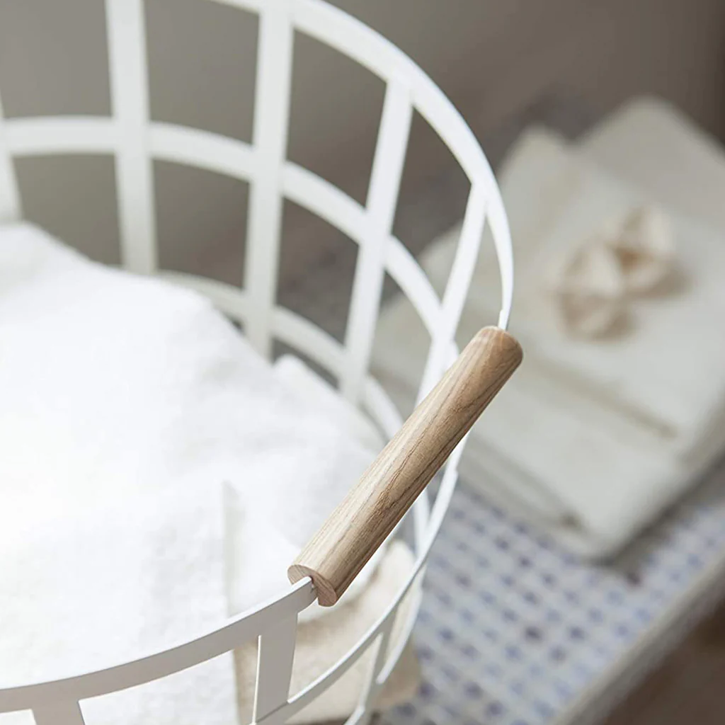 Yamazaki Tosca Round Laundry Basket White - Image 5