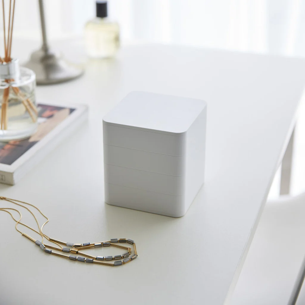 Yamazaki Tower Accessory Tray 4 Tier White Square - Image 7
