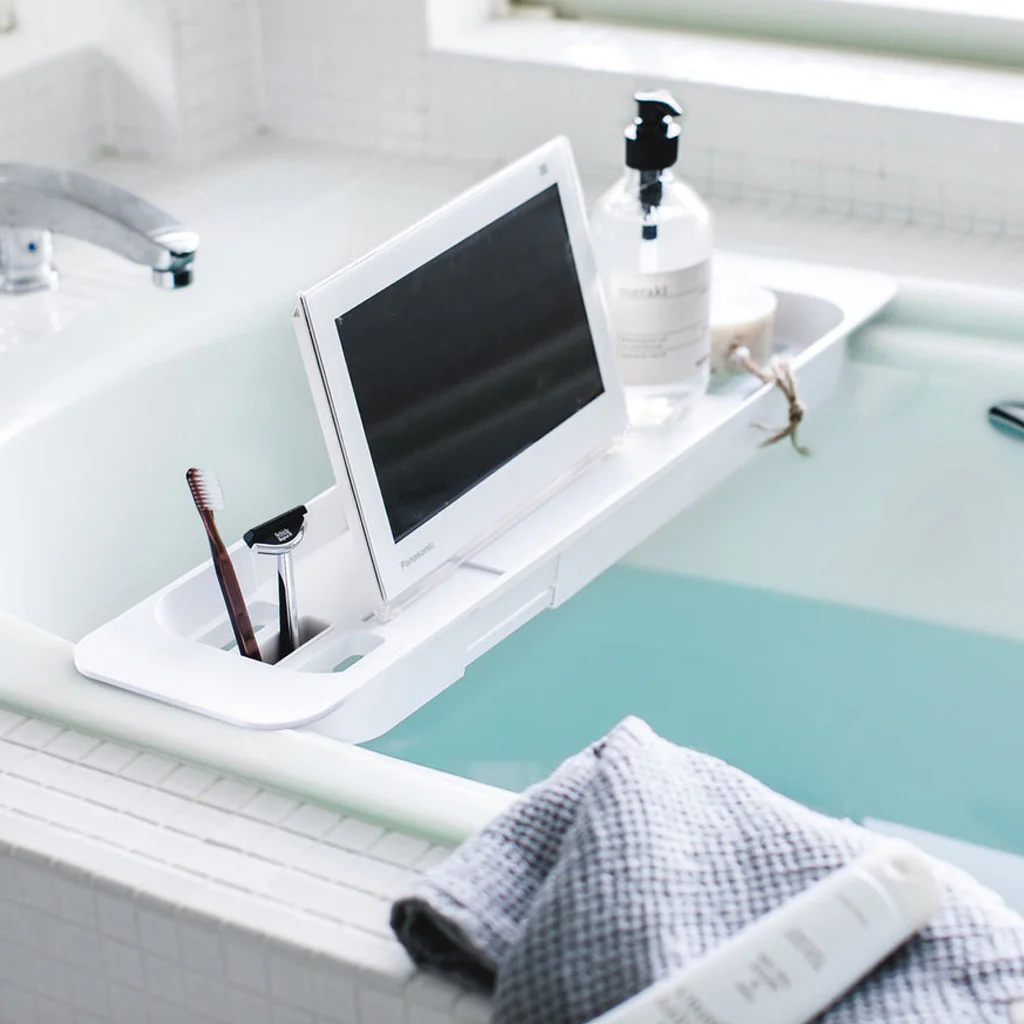 Yamazaki Tower Extendable Bathtub Tray White - Image 6