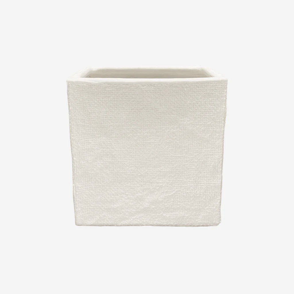 Zakkia Burlap Square Pot White - Image 4