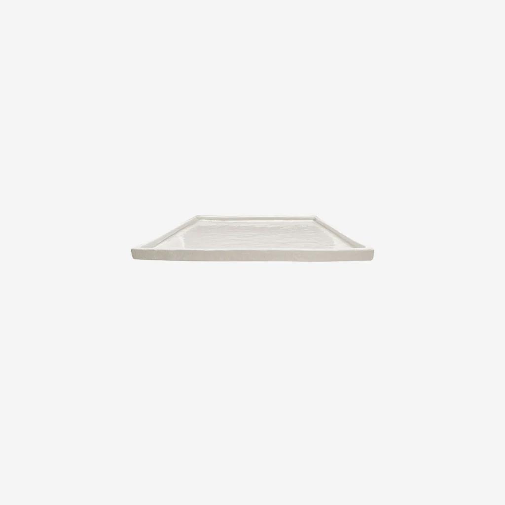 Zakkia Burlap Square Tray White Large