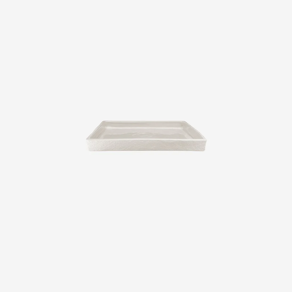 Zakkia Burlap Square Tray White Small