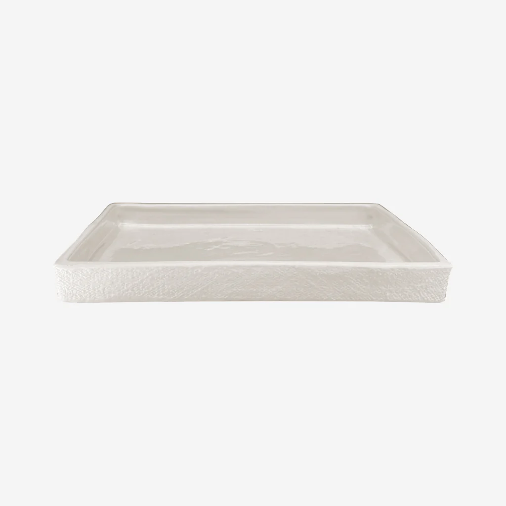 Zakkia Burlap Square Tray White Small - Image 4
