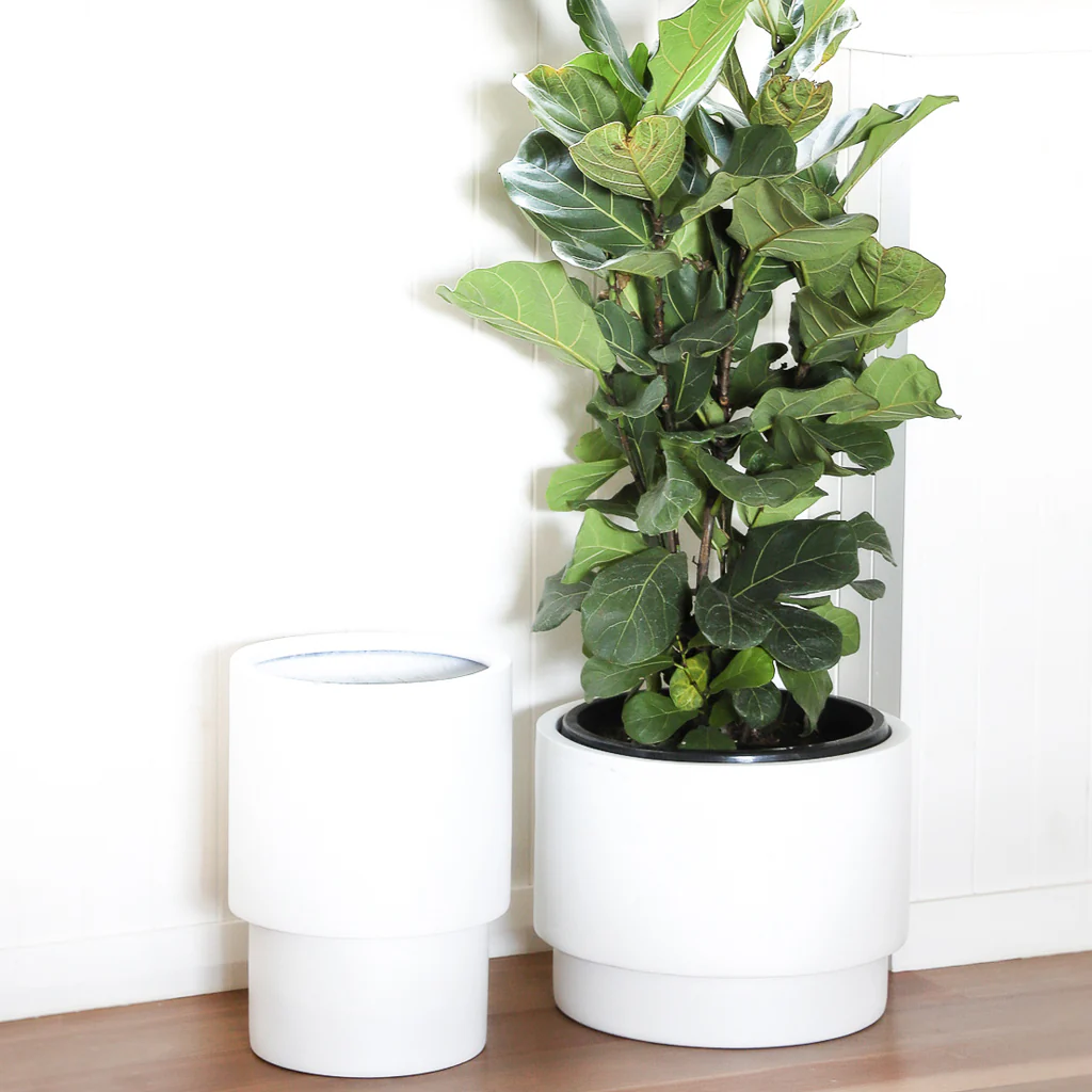 Zakkia Tower Pot White Low - Image 5