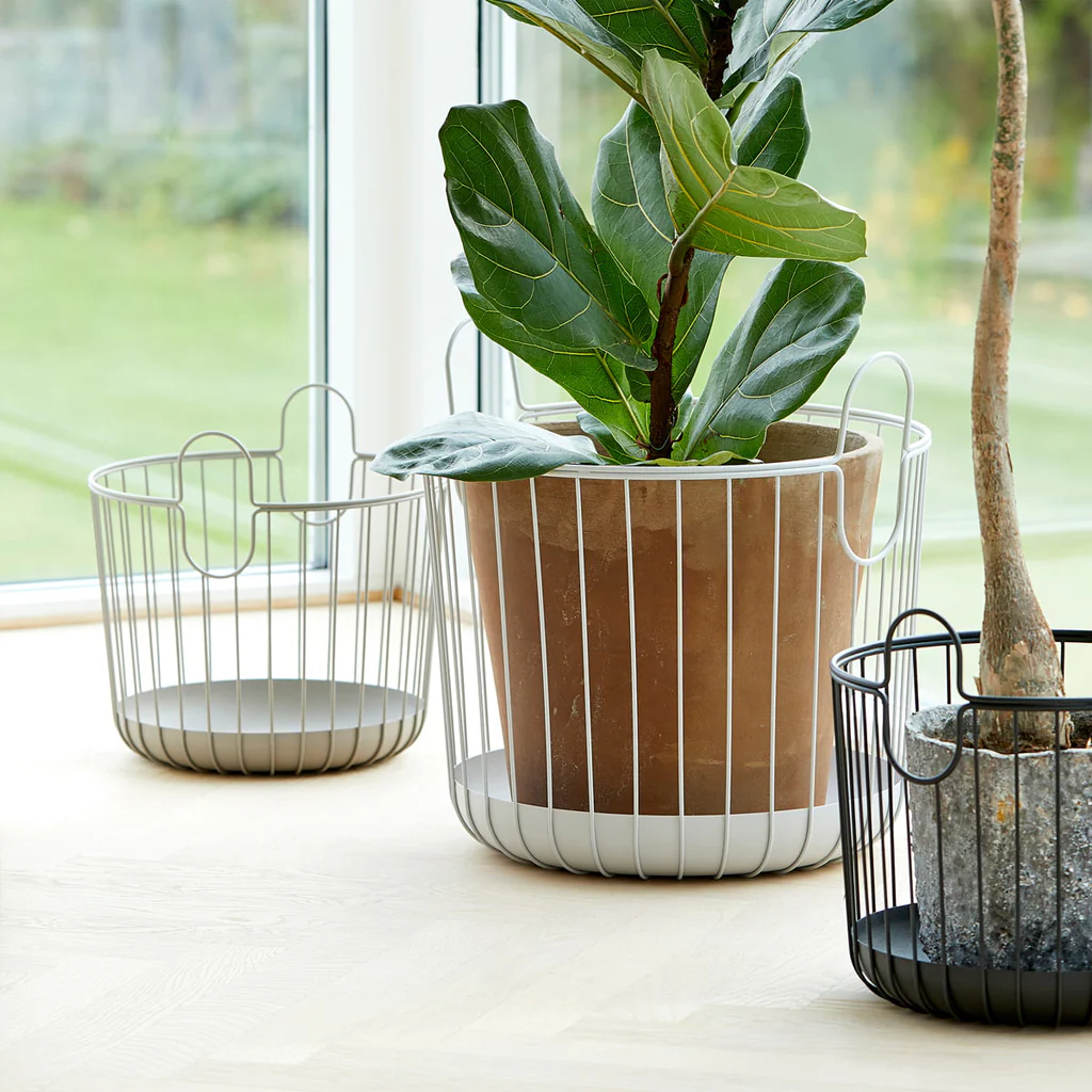 Zone Denmark Inu Round Metal Basket Soft Grey Medium - Image 3