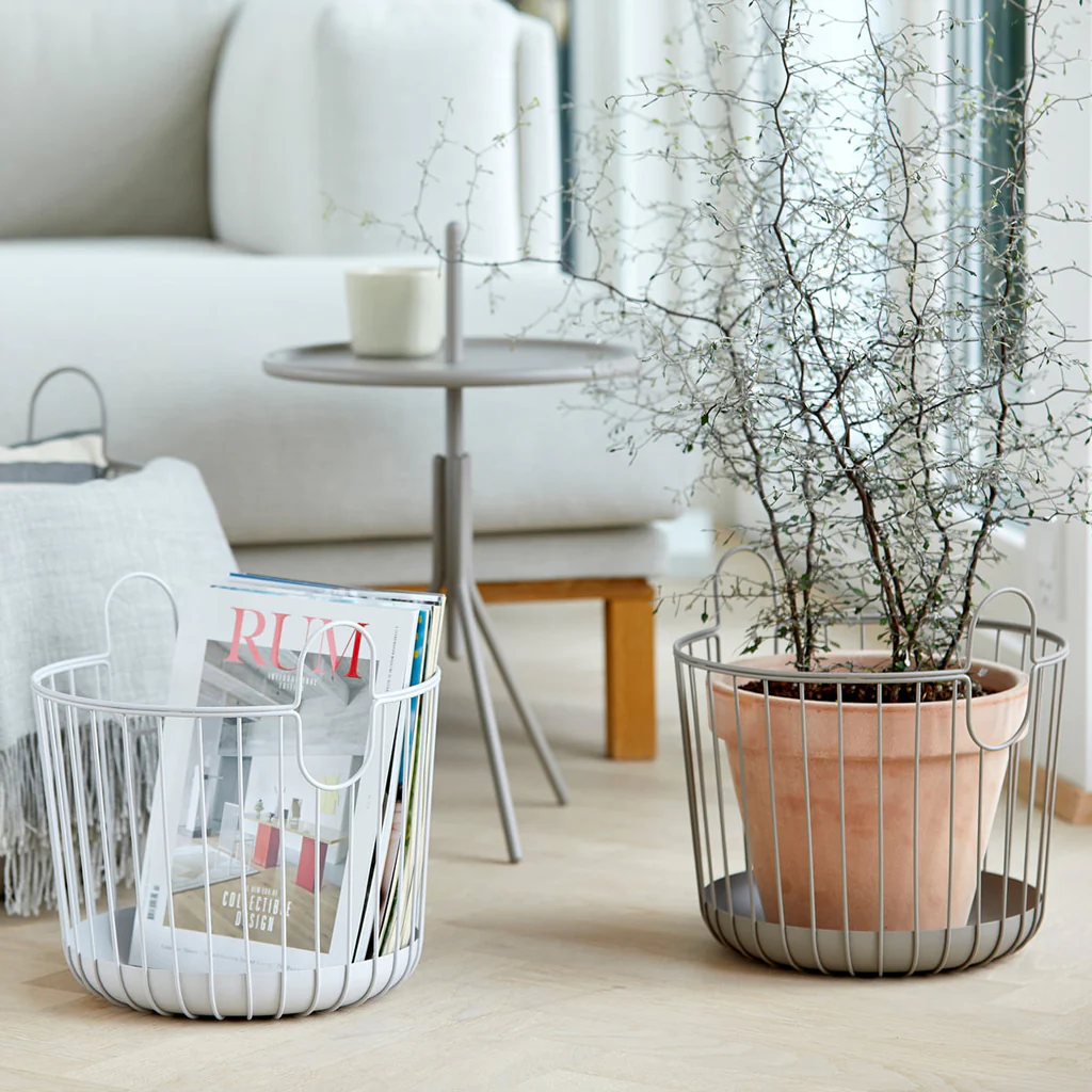 Zone Denmark Inu Round Metal Basket Soft Grey Medium - Image 4